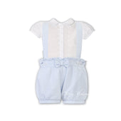 Sarah Louise Dani Girls Pale Blue Dungaree Romper and Blouse